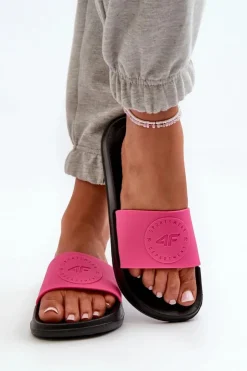 4F Klapki Sportowe|Klapki Damskie Klasyczne*Damskie Klapki MM00FFLIF045-55S Różowo-Czarne Różowy