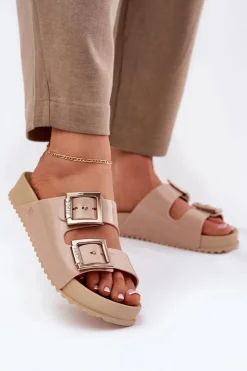 ZAXY Klapki Damskie Klasyczne*Damskie Klapki Gładkie Pachnące NN285092 Beżowe Beżowy