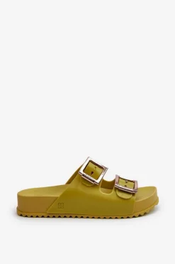 Online ZAXY Damskie Klapki Gładkie LL285077 Limonkowe Zielony