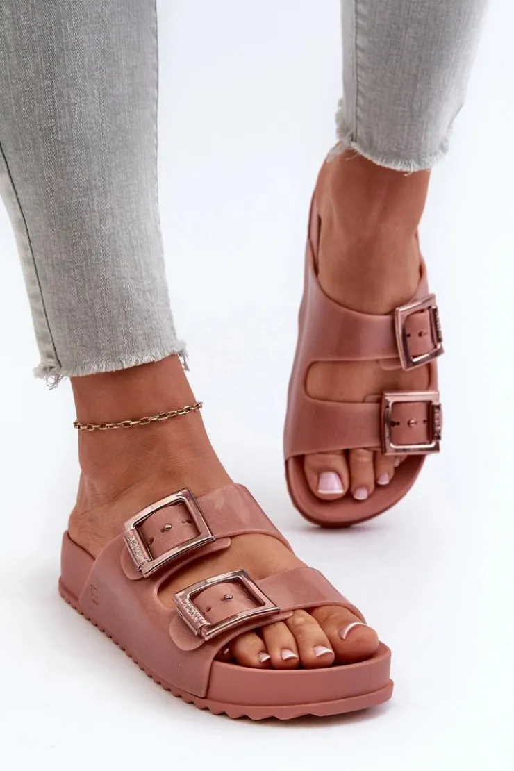 Damskie ZAXY Damskie Klapki Gładkie HH285156 Brudny Róż