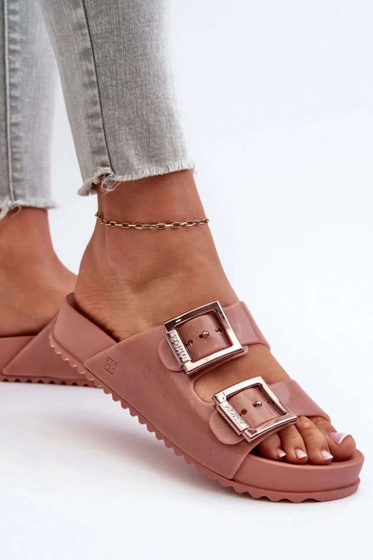 Damskie ZAXY Damskie Klapki Gładkie HH285156 Brudny Róż