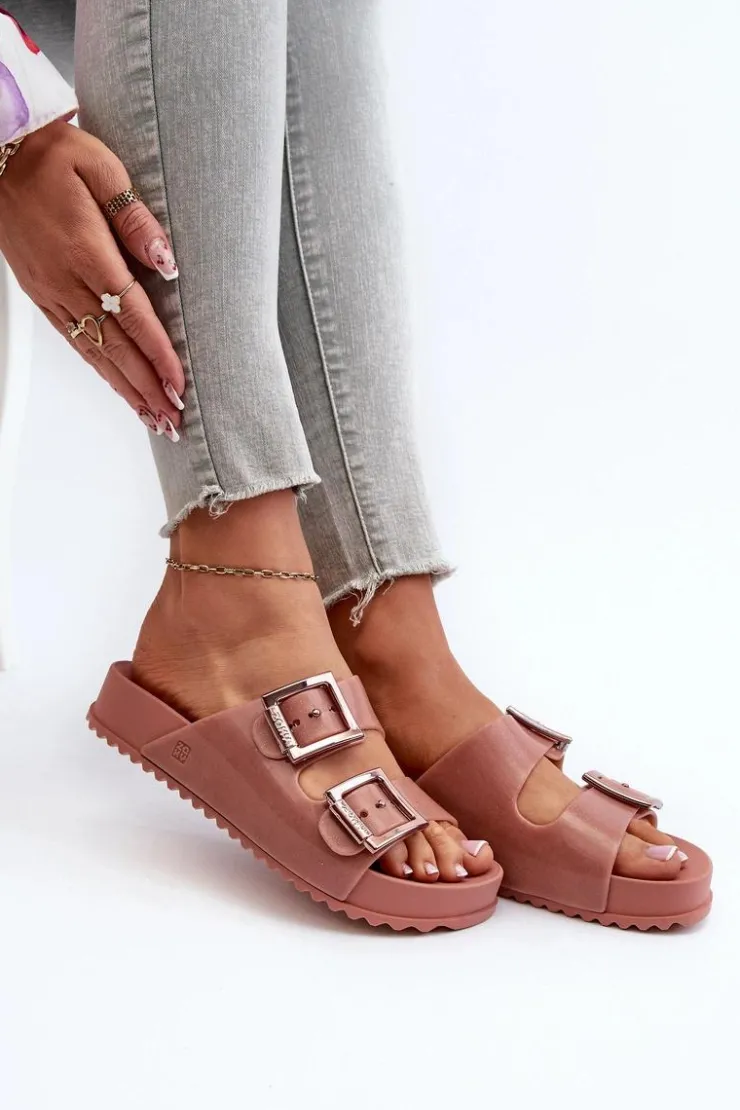 Damskie ZAXY Damskie Klapki Gładkie HH285156 Brudny Róż