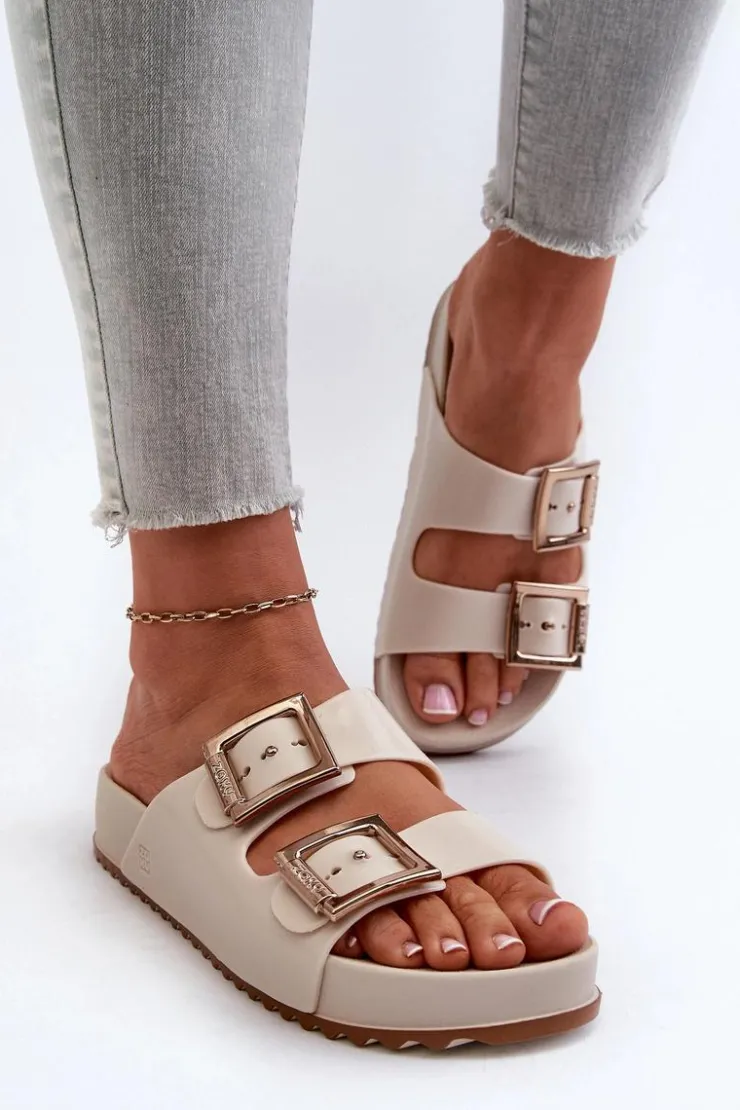 Clearance ZAXY Damskie Klapki Gładkie NN285058 Jasnobeżowe