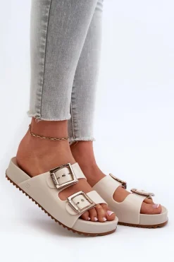 Clearance ZAXY Damskie Klapki Gładkie NN285058 Jasnobeżowe