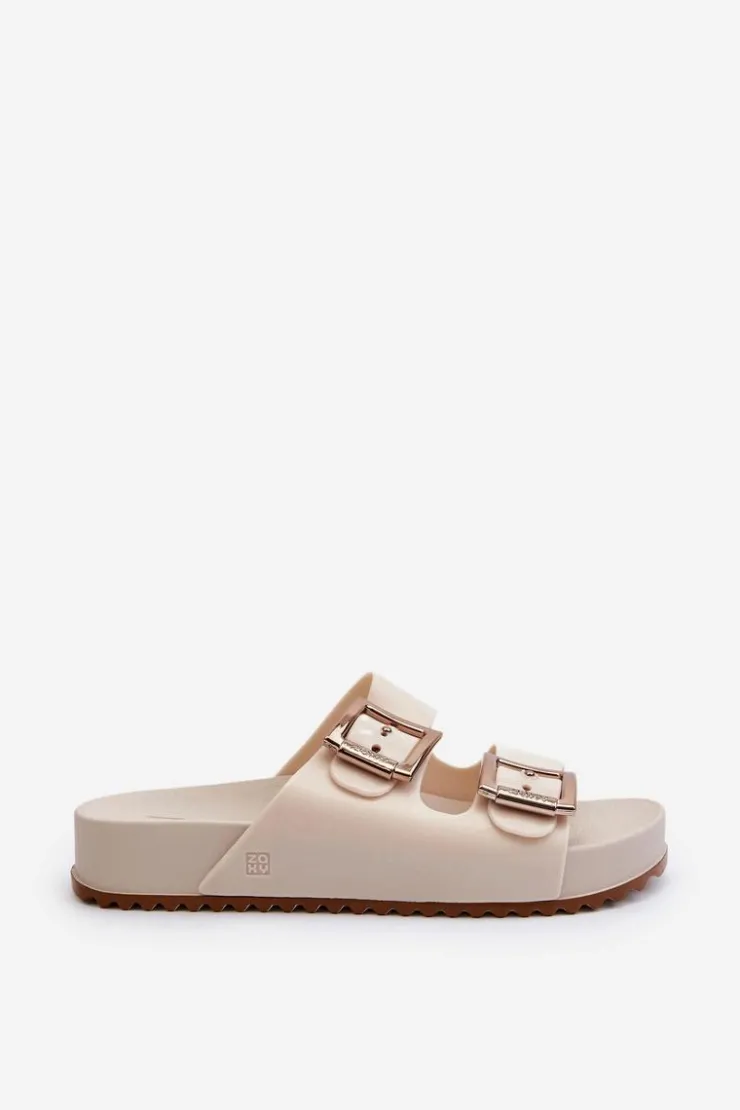 Clearance ZAXY Damskie Klapki Gładkie NN285058 Jasnobeżowe