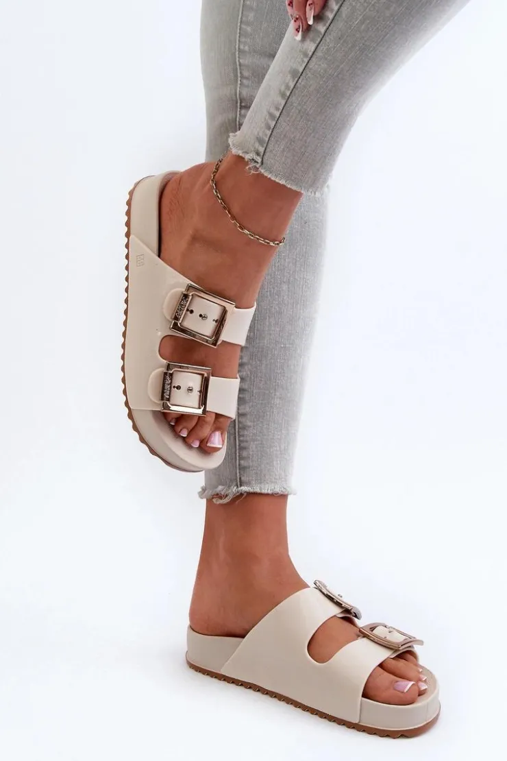 Clearance ZAXY Damskie Klapki Gładkie NN285058 Jasnobeżowe