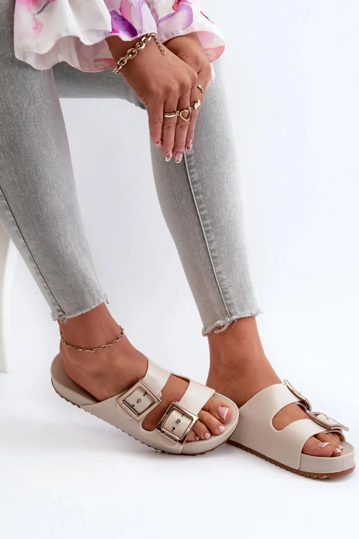 Clearance ZAXY Damskie Klapki Gładkie NN285058 Jasnobeżowe