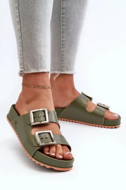 ZAXY Klapki Damskie Klasyczne*Damskie Klapki Gładkie NN285057 Ciemnozielone