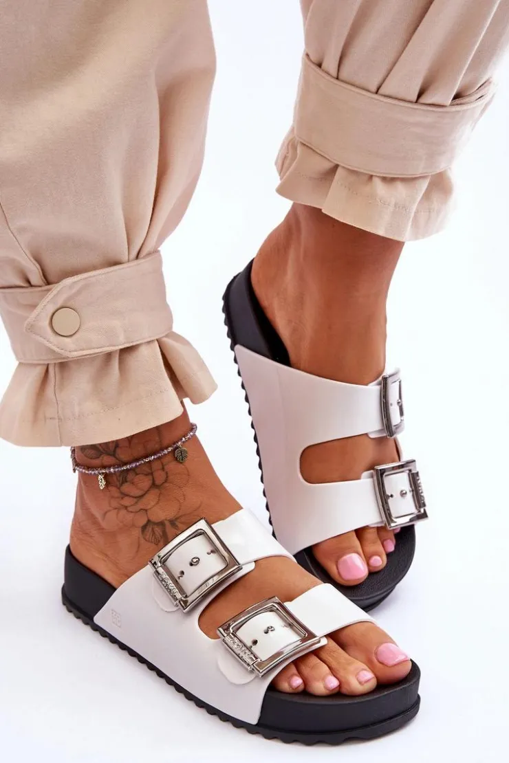 Damskie ZAXY Damskie Klapki Gładkie HH285159 Białe