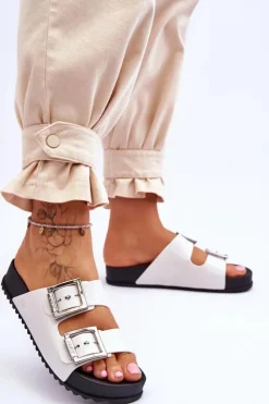 Damskie ZAXY Damskie Klapki Gładkie HH285159 Białe