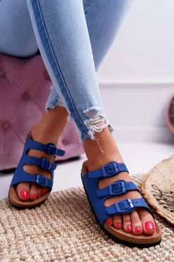 Outlet Boto Damskie Klapki Granatowe Big Star DD274140