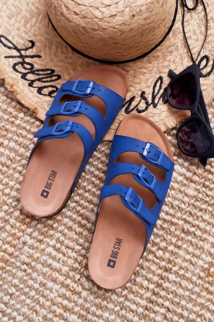 Outlet Boto Damskie Klapki Granatowe Big Star DD274140