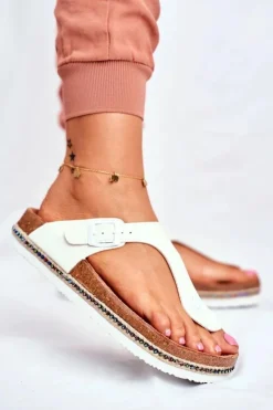 Big Star Shoes Klapki Damskie Big Star|Klapki Damskie Japonki*Damskie Klapki Japonki Big Star Białe FF274631