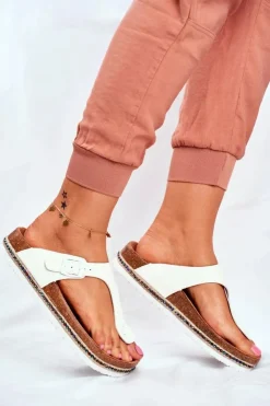 Big Star Shoes Klapki Damskie Big Star|Klapki Damskie Japonki*Damskie Klapki Japonki Big Star Białe FF274631