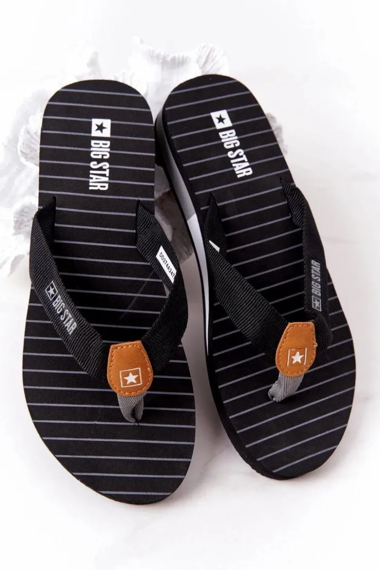 Damskie Big Star Shoes Damskie Klapki Japonki Big Star DD274A247 Czarne