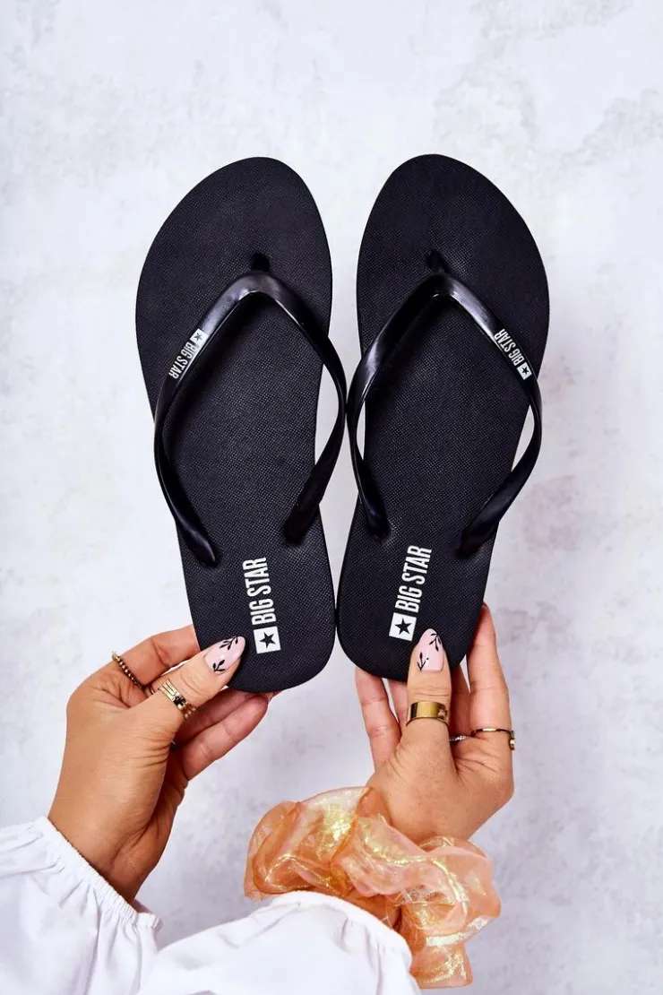 Big Star Shoes Klapki Sportowe|Klapki Damskie Big Star*Damskie Klapki Japonki Big Star JJ274A379 Czarne
