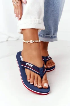 Damskie Big Star Shoes Damskie Klapki Japonki Big Star HH274A059 Granatowe