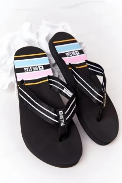 Big Star Shoes Klapki Damskie Big Star|Klapki Damskie Japonki*Damskie Klapki Japonki Big Star HH274A057 Czarne