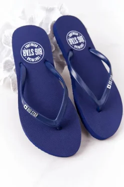 Outlet Big Star Shoes Damskie Klapki Japonki Big Star FF274A614 Granatowe