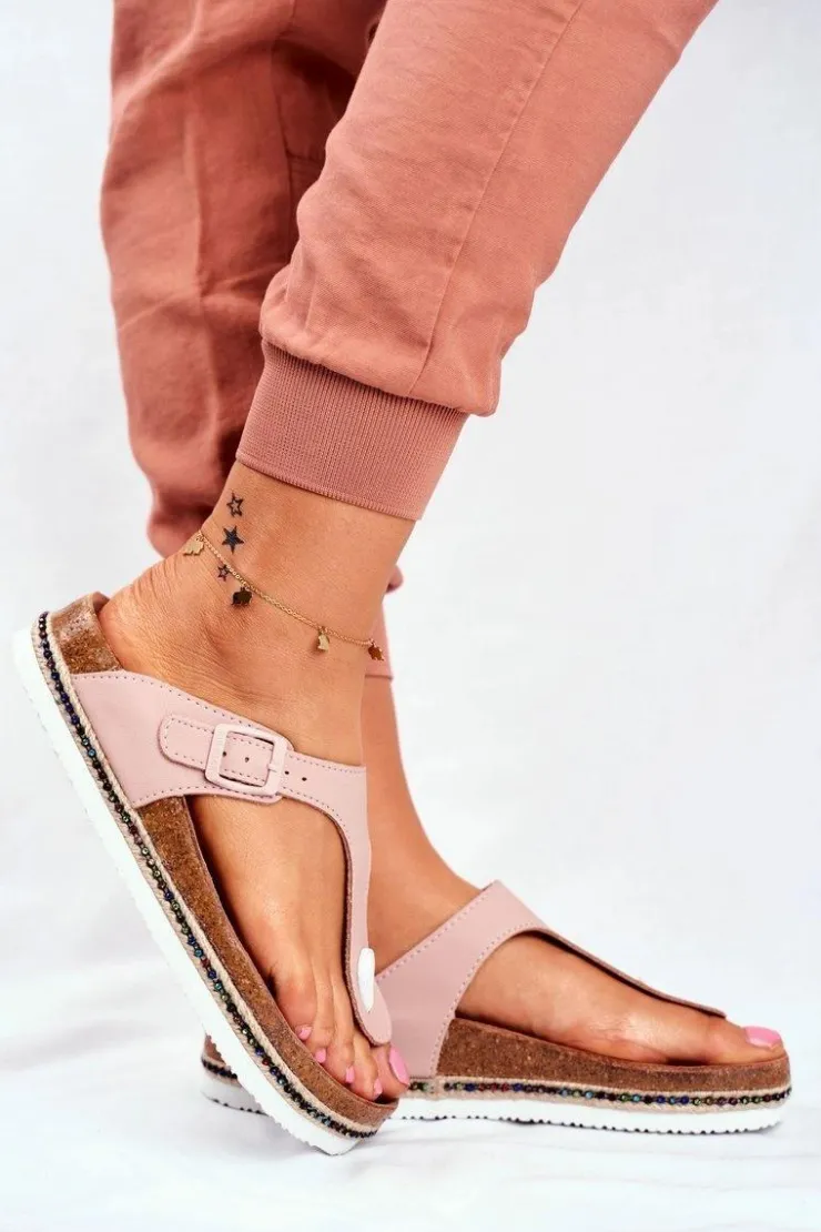 Damskie Big Star Shoes Damskie Klapki Japonki Big Star Różowe FF274636