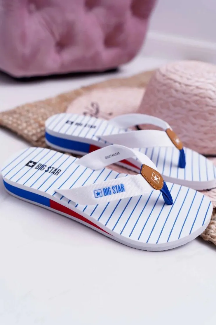 Damskie Big Star Shoes Damskie Klapki Japonki Big Star DD274A245 Białe