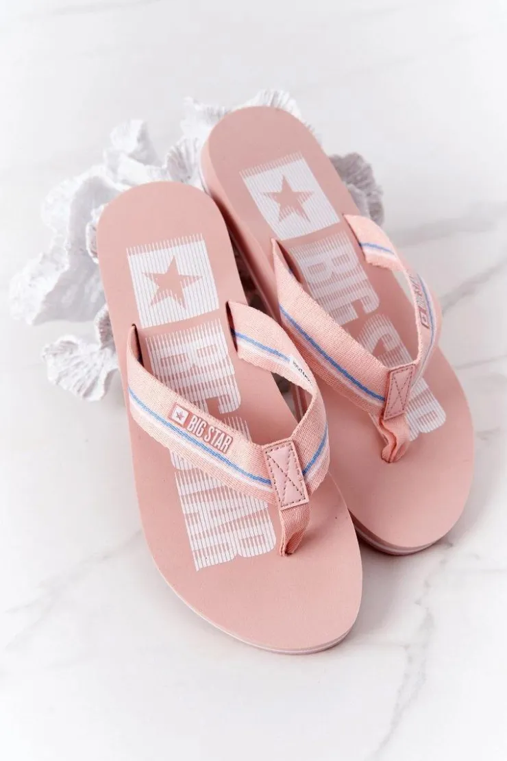 Big Star Shoes Damskie Klapki Japonki Big Star HH274A060 Różowe