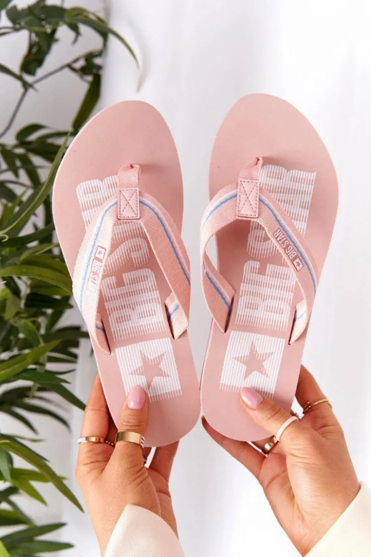 Big Star Shoes Damskie Klapki Japonki Big Star HH274A060 Różowe
