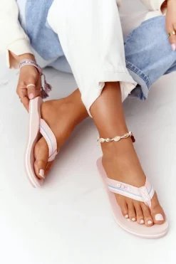 Big Star Shoes Damskie Klapki Japonki Big Star HH274A060 Różowe