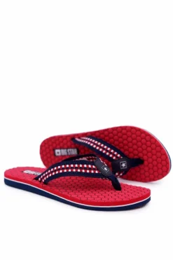 Damskie Big Star Shoes Damskie Klapki Japonki Big Star DD274A252 Czerwone