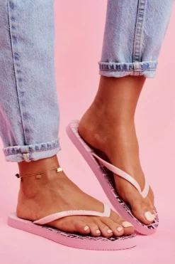 Hot Big Star Shoes Damskie Klapki Japonki Big Star FF274A304 Różowe