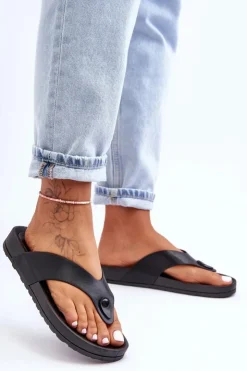 Boto Damskie Klapki Japonki Na Platformie Czarne Bellitta