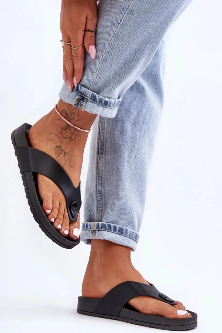 Boto Damskie Klapki Japonki Na Platformie Czarne Bellitta