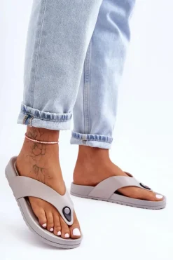 Damskie Boto Damskie Klapki Japonki Na Platformie Szare Bellitta