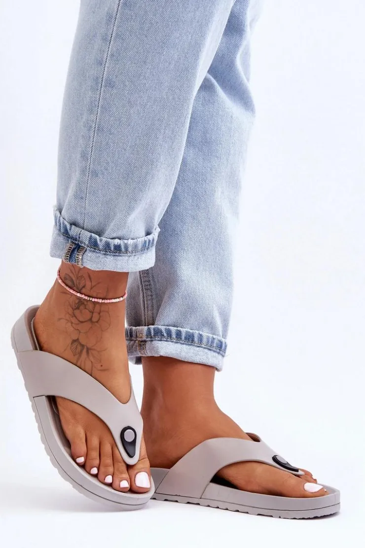 Damskie Boto Damskie Klapki Japonki Na Platformie Szare Bellitta