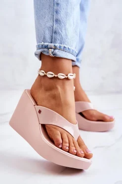 Discount ZAXY Damskie Klapki Japonki Na Koturnie HH285294 Nude