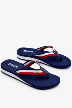 Damskie Big Star Shoes Damskie Klapki Japonki Na Platformie Big Star LL274779 Granatowe