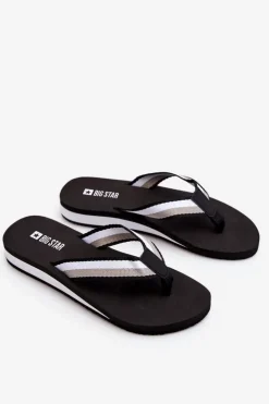 Outlet Big Star Shoes Damskie Klapki Japonki Na Platformie Big Star LL274781 Czarne Czarny