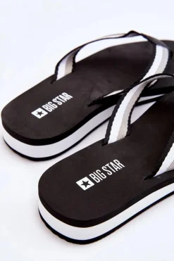 Outlet Big Star Shoes Damskie Klapki Japonki Na Platformie Big Star LL274781 Czarne Czarny