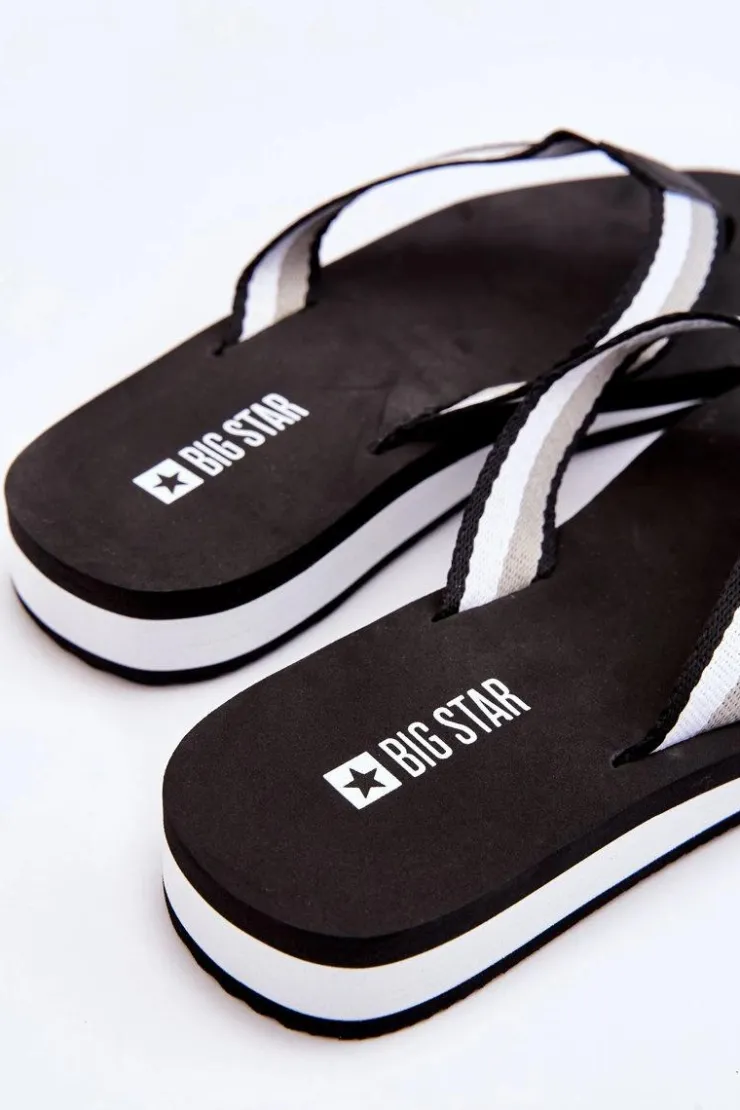 Outlet Big Star Shoes Damskie Klapki Japonki Na Platformie Big Star LL274781 Czarne Czarny