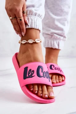 Discount Lee Cooper Damskie Klapki LCW-22-42-1000 Neonowy Róż