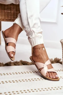 Boto Klapki Damskie Klasyczne*Damskie Klapki Lu Boo Beżowe Mabella