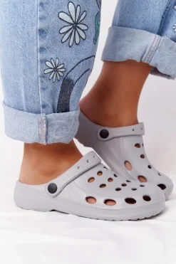 Sale Boto Damskie Klapki Na Basen Do Ogrodu Szare Piankowe EVA Szary