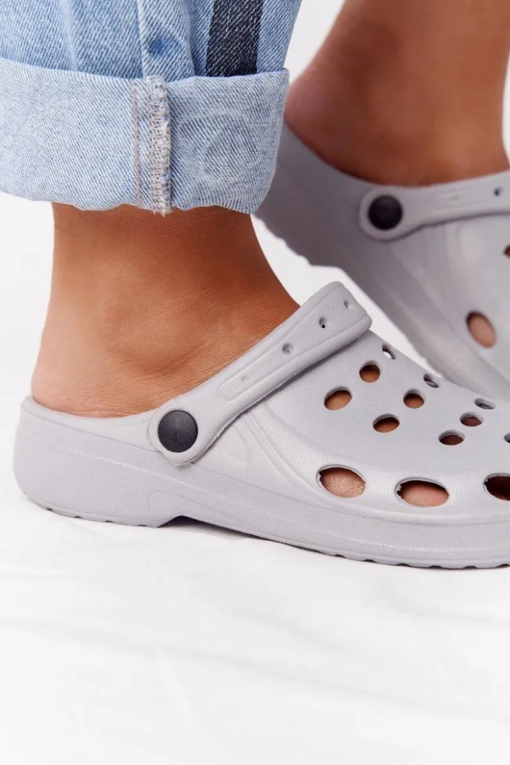 Sale Boto Damskie Klapki Na Basen Do Ogrodu Szare Piankowe EVA Szary