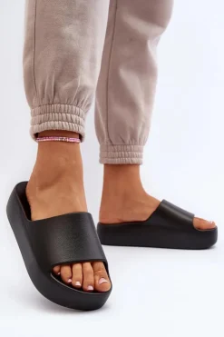 Damskie Boto Damskie Klapki Na Grubej Podeszwie Czarne Oreithano