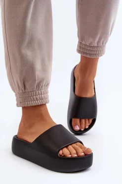 Damskie Boto Damskie Klapki Na Grubej Podeszwie Czarne Oreithano