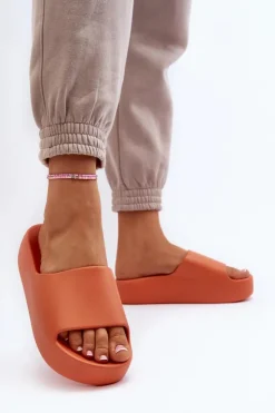 New Boto Damskie Klapki Na Grubej Podeszwie Pomarańczowe Oreithano Pomarańczowy