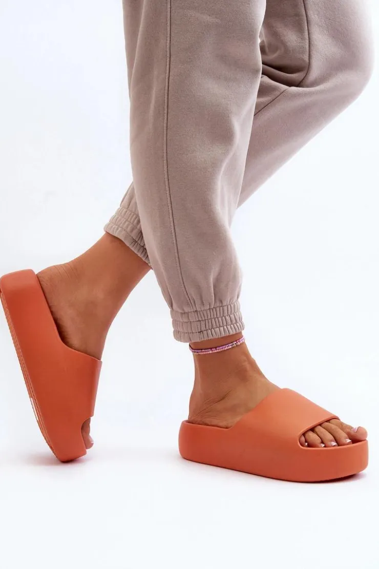 New Boto Damskie Klapki Na Grubej Podeszwie Pomarańczowe Oreithano Pomarańczowy