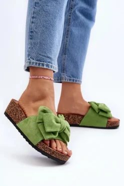 Boto Klapki Korkowe|Klapki Damskie Klasyczne*Damskie Klapki Na Korkowej Platformie Z Kokardą Zielone Tarena