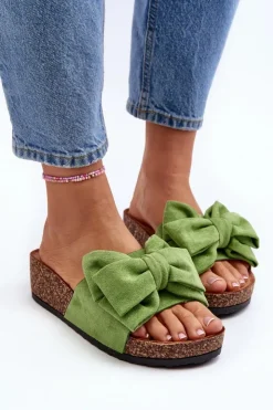 Boto Klapki Korkowe|Klapki Damskie Klasyczne*Damskie Klapki Na Korkowej Platformie Z Kokardą Zielone Tarena