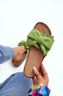 Boto Klapki Korkowe|Klapki Damskie Klasyczne*Damskie Klapki Na Korkowej Platformie Z Kokardą Zielone Tarena